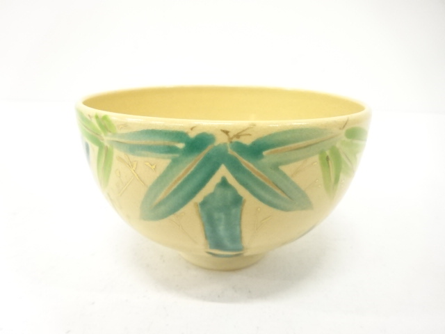 香竹造　金彩色絵　竹　茶碗